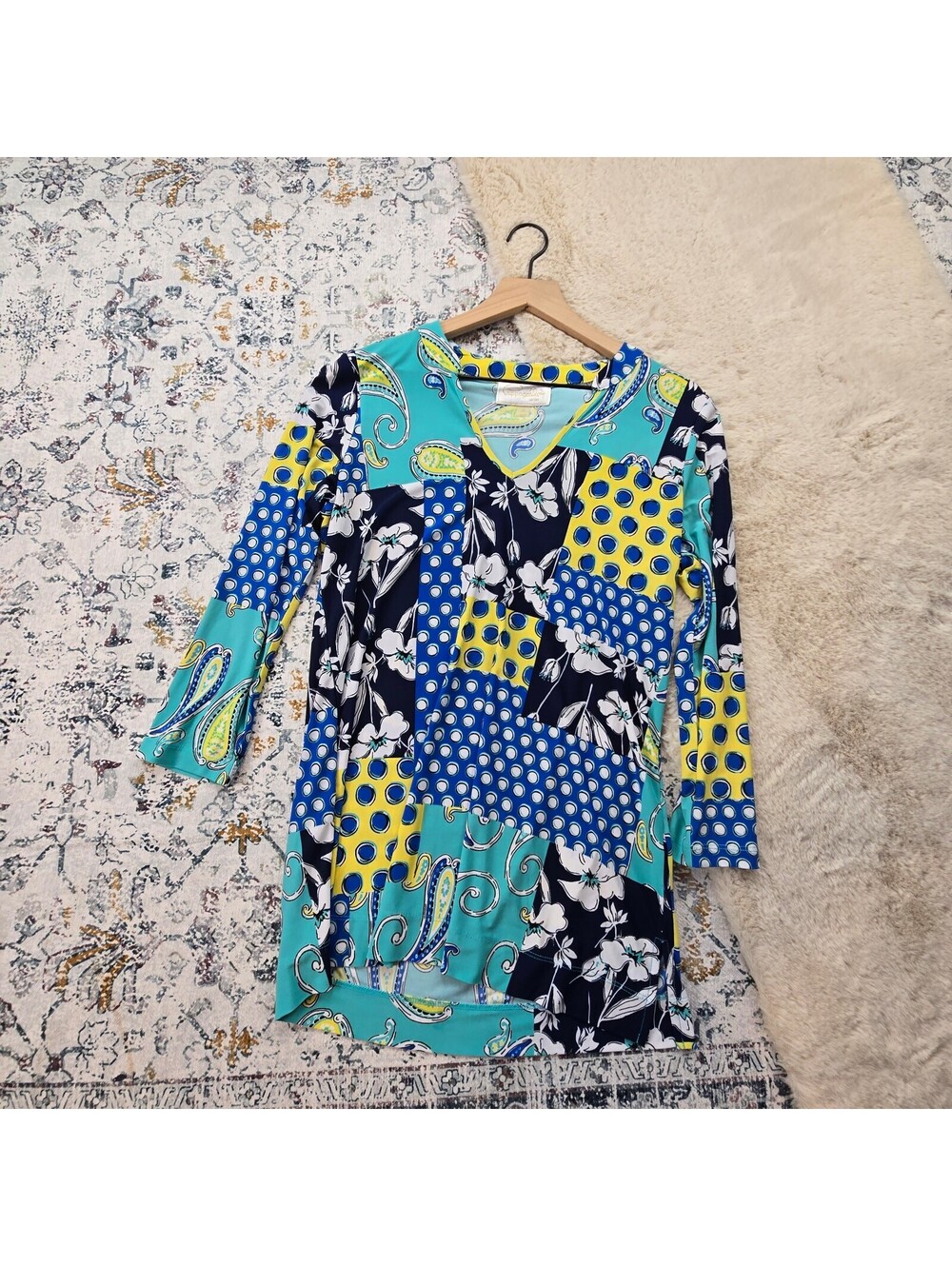 Pappagallo Print Multicolor Top Pullover Blouse Small